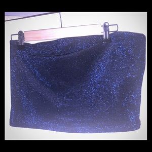 Blue glittery tube top
